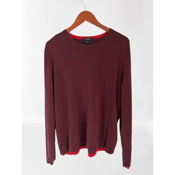J.CREW Burgundy Crewneck Cotton Knit Burgundy Red Made in Japan Size Large - Picture 1 of 6